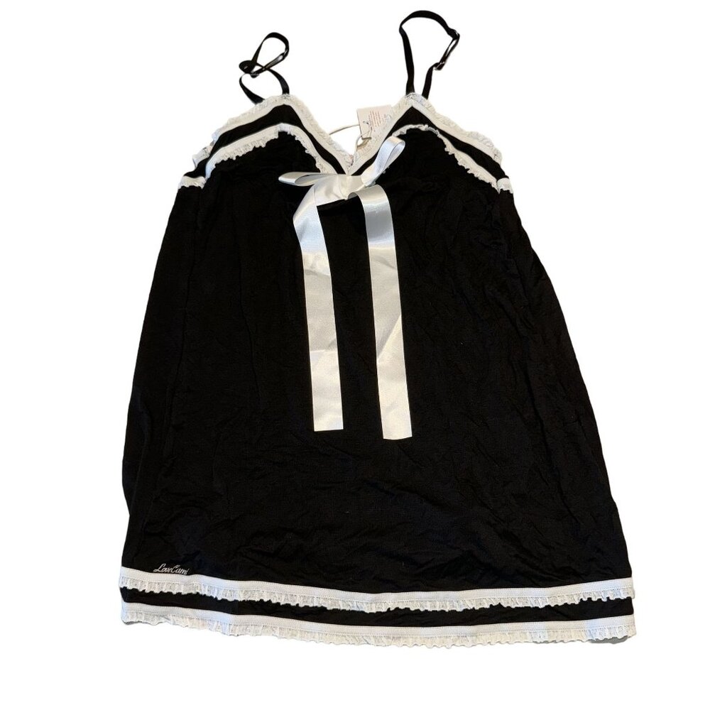 Love Cami Sabrina Black White Bow Detail Slip Dress Nightie Women's X-Small/Smal